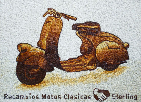 Tranh gạo xe vespa 1