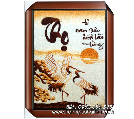 Tranh gạo quà tặng mừng thọ 2