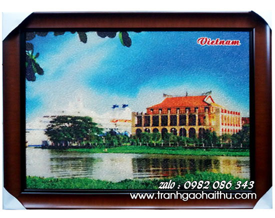 Tranh gạo màu Bến Nhà Rồng